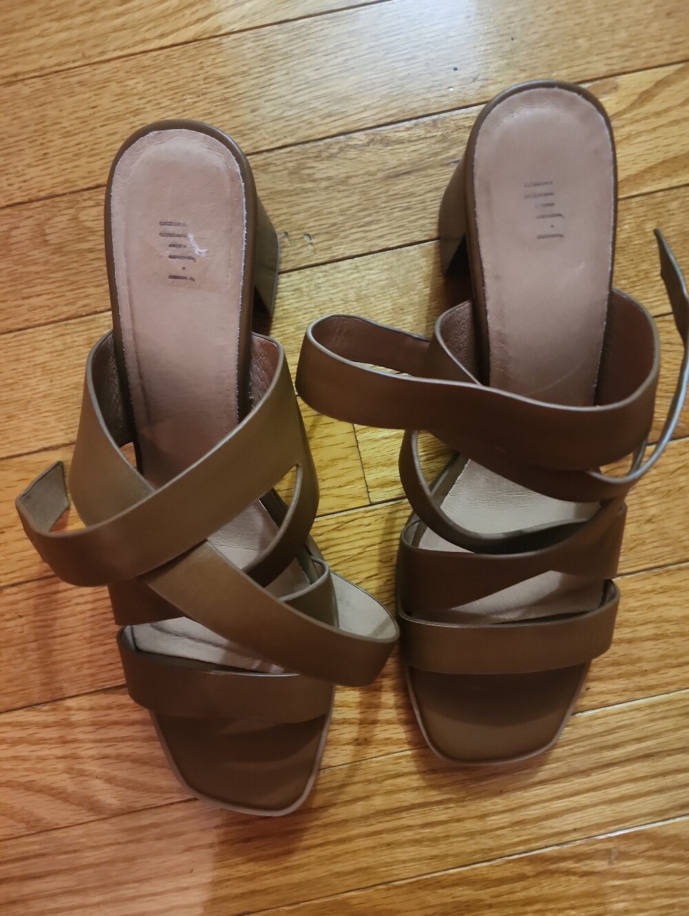J Jill Brown Leather Strappy Block Heel Gladiator Sandals